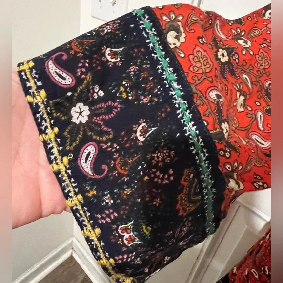 Anthropologie Akemi & Kin Sierra Shift Dress Size Small Bohemian Paisley Peasant - Picture 15 of 16